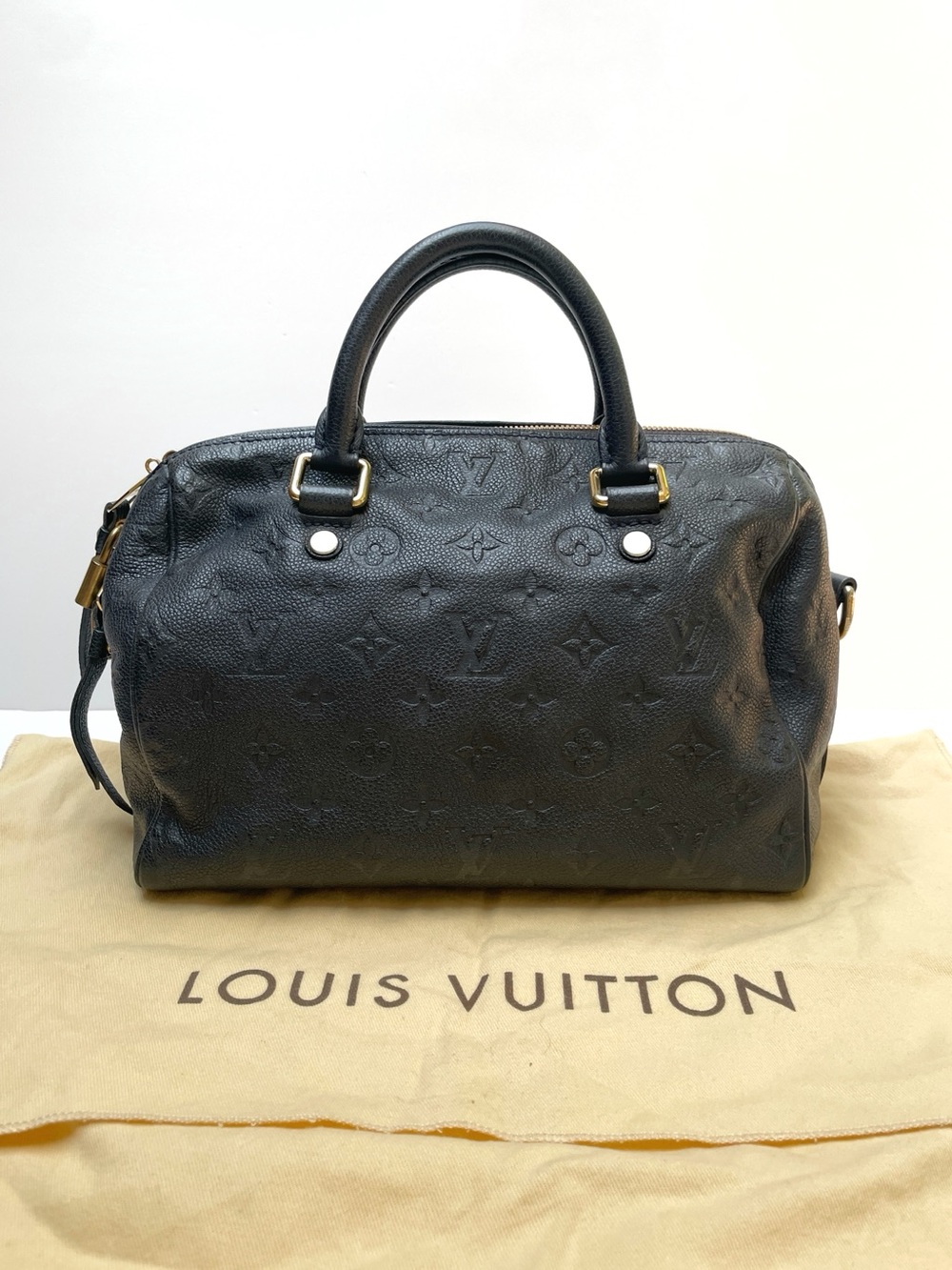 Louis Vuitton Speedy 25 Bandouliere
 - black embossed leather
